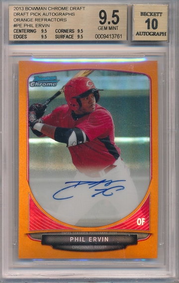 2013 BOWMAN CHROME DRAFT AUTOGRAPH ORANGE REFRACTOR PHIL ERVIN