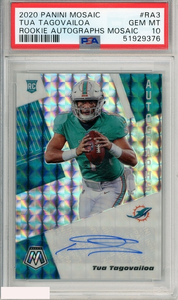 2020 PANINI MOSAIC ROOKIE AUTOGRAPHS MOSAIC TUA TAGOVAILOA #RA3 RC PSA 10