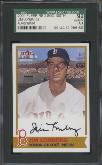 2001 Fleer Red Sox 100th Autographed Jim Lonborg SGC 92 NM/MT+ 8.5