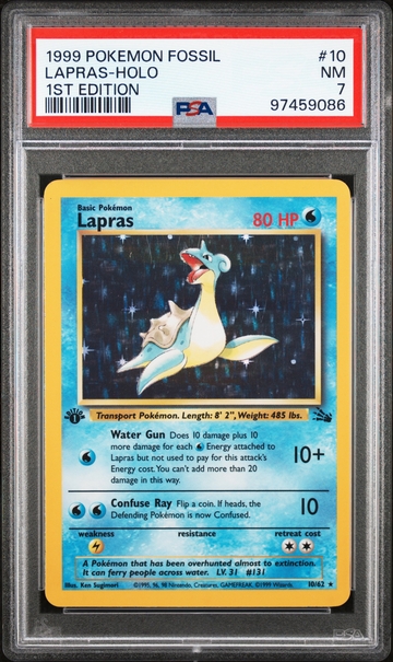 1999 Pokemon Fossil #10 Lapras 1st Edition Holo PSA 7