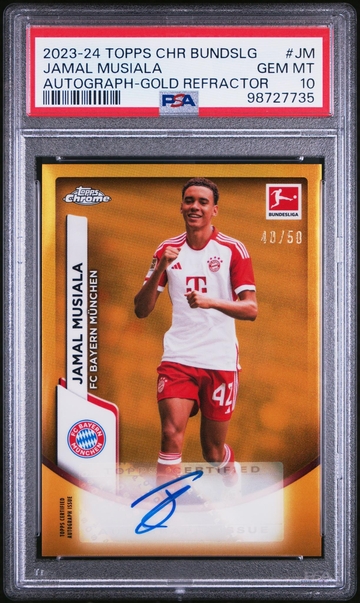 2023 Topps Chrome #BCA-JM Jamal Musiala Autograph-Gold Refractor /50 Auto PSA 10