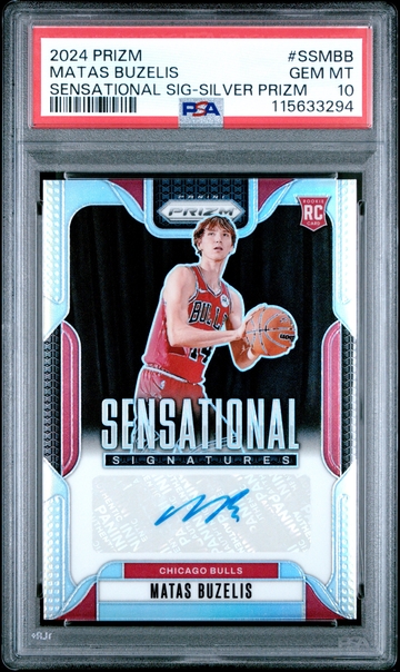 2024-25 Prizm Matas Buzelis Sensational Signatures Silver Rookie Auto RC PSA 10