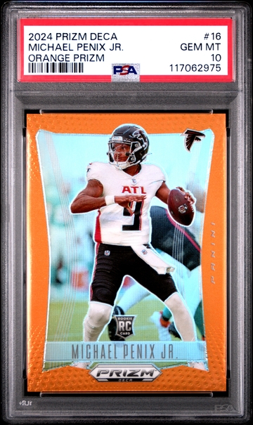 2024 PANINI PRIZM DECA #16 MICHAEL PENIX JR. ORANGE /49 PSA 10 POP 1