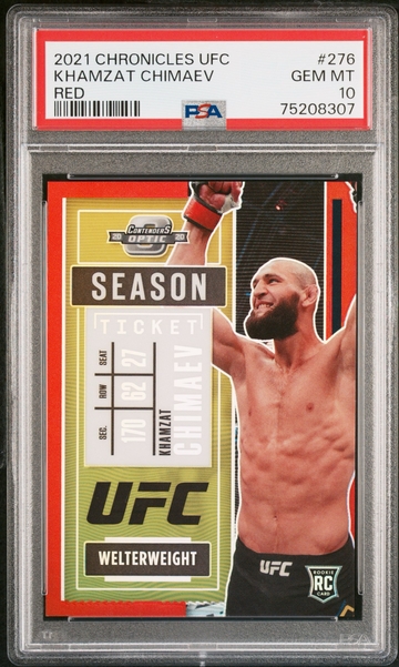 2021 Chronicles UFC Khamzat Chimaev Red Season Ticket Rookie /149  PSA 10