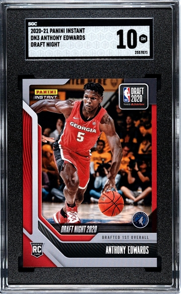 2020 Panini Instant #DN3 Anthony Edwards Draft Night 1 SGC 10