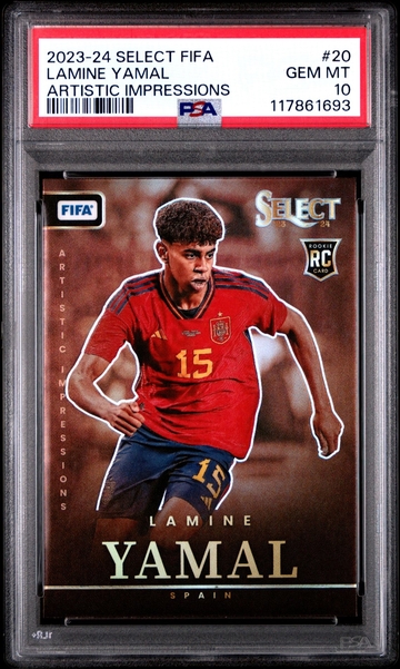Lamine Yamal 2023-24 Panini Select FIFA Artistic Impressions Prizm SP RC PSA 10