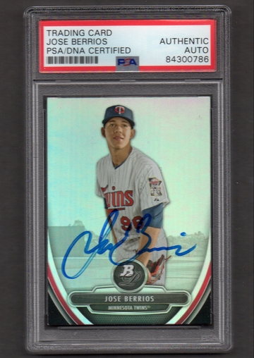 Jose Berrios Signed Autographed 2013 Bowman Platinum #84 RC PSA DNA COA