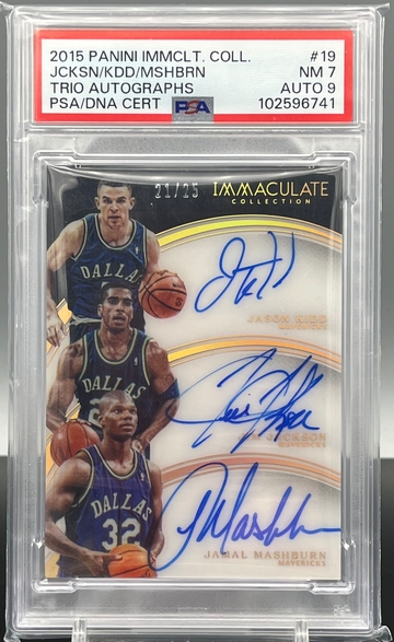 2015 Immaculate Triple auto Jason Kidd Jim Jackson Mashburn /25 Trio Mavericks 