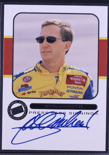 2001 Press Pass Nascar John Andretti Signings Auto Autograph
