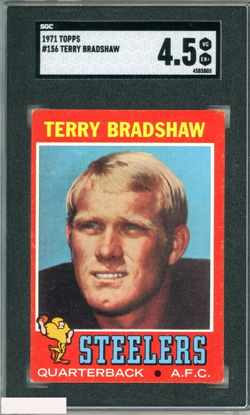 1971 TOPPS TERRY BRADSHAW #156 ROOKIE RC STEELERS HOF SGC 4.5 VG-EX+
