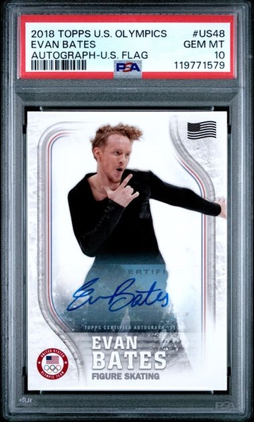 2018 Topps US Winter Olympics Evan Bates U.S. Flag Auto Autograph PSA 10