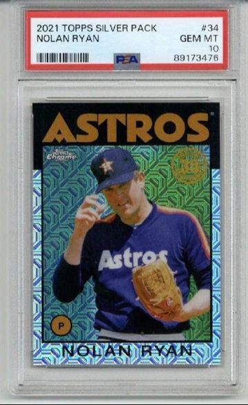 2021 TOPPS SILVER PACK #34 NOLAN RYAN CARD HOUSTON ASTROS PSA 10 LOW POP