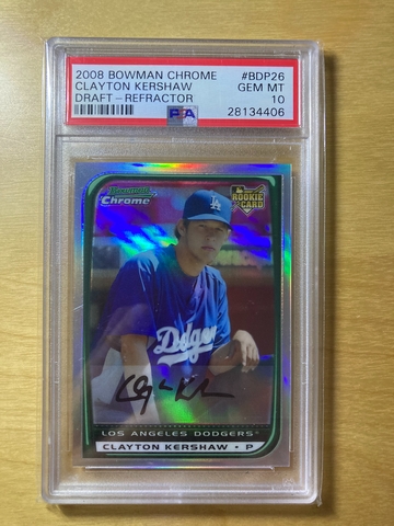 2008 Bowman Chrome Refractor RC Clayton Kershaw PSA 10 Rookie Card Dodgers