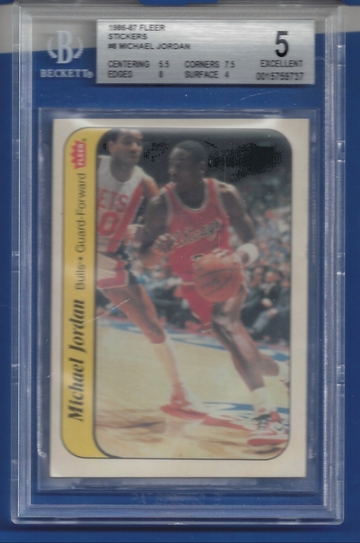 1986 Fleer Sticker Michael Jordan BGS 5 (BillsGridironGreats)