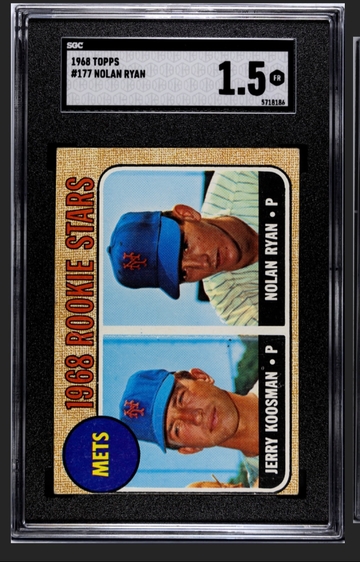 1968 TOPPS #177 NOLAN RYAN ROOKIE NEW YORK METS SGC GRADED 1.5