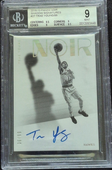 2018-19 Panini Noir Trae Young Rookie Shadow Auto /99 BGS 9