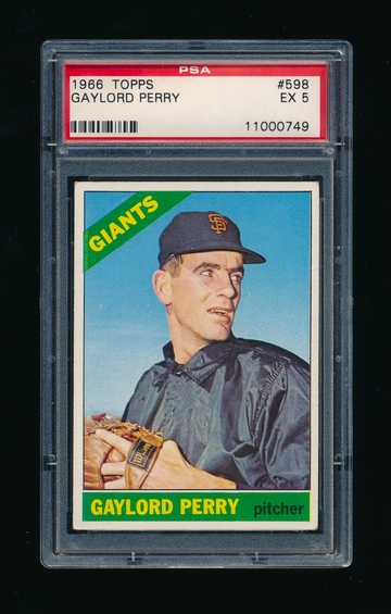 1966 Topps #598, Gaylord Perry PSA 5 EX Nice Centering