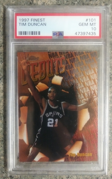 1997 Finest Tim Duncan Rc PSA 10 Gem Mint