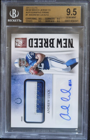 BGS 9.5 - 2012 ELITE ANDREW LUCK RC #1 (08/10) NEW BREED JERSEY PRIME AUTO 10 TRUE GEM