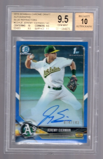 Jeremy Eierman 2018 Bowman Blue Refractor Auto