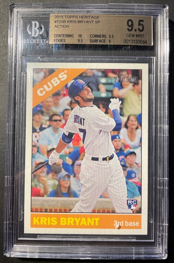 Kris Bryant 2015 Topps Heritage #725B SP Action BGS 9.5 nick on slab (LL corner)