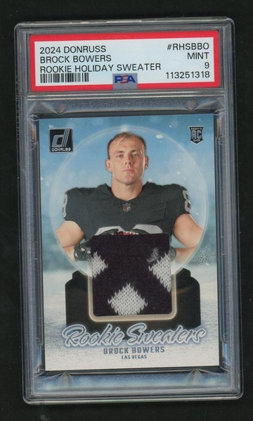 2024 Panini Donruss RHS-BBO Brock Bowers Rookie Holiday Sweater Rookie PSA 9 Mint Las Vegas Raiders