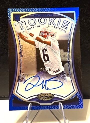 2024 Certified  Javon Baker  Rookie Auto  Blue /75  Patriots 