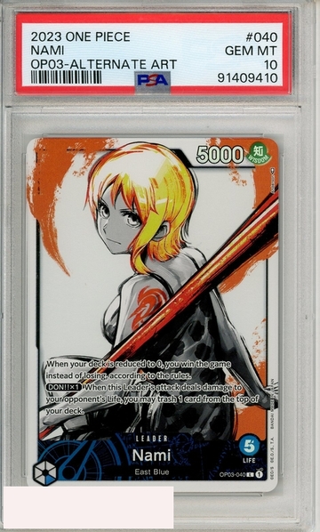 2023 ONE PIECE OP03-PILLARS OF STRENGTH NAMI #040 ALTERNATE ART PSA 10