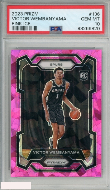 2023 PANINI PRIZM VICTOR WEMBANYAMA #136 PINK ICE ROOKIE RC PSA 10 GEM MT