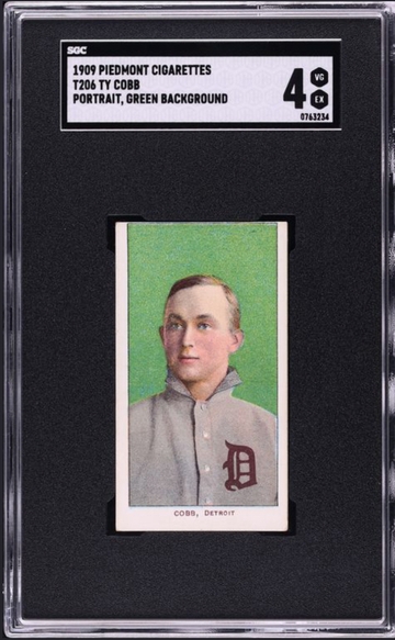 1909-11 T206 Piedmont Ty Cobb Portrait- Green Background SGC 4