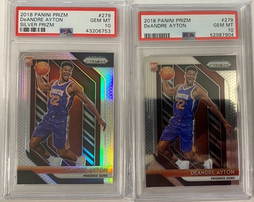 Lot of 2 2018 deandre ayton prizm silver base #279 gem mt 10 rc 