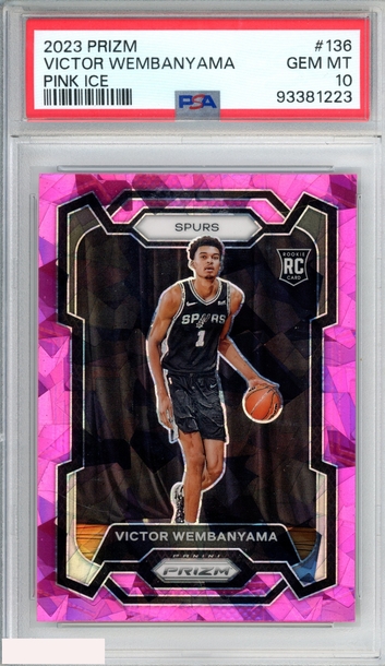 2023 PANINI PRIZM VICTOR WEMBANYAMA #136 PINK ICE ROOKIE RC SPURS PSA 10 GEM MT