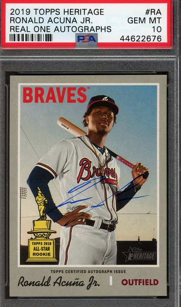 2019 Topps Heritage Ronald Acuna Real One Autographs PSA 10