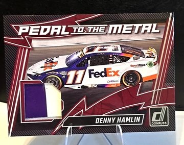 2025 Donruss Denny Hamlin Pedal To The Metal Race Used Sheet Metal 2 Color !!