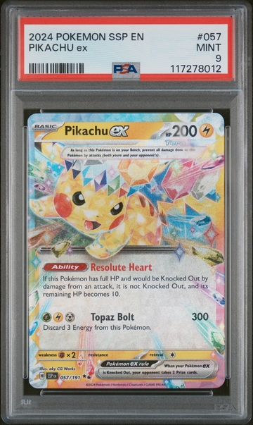 2024 Pokemon #057/191 Pikachu ex SSP EN PSA 9