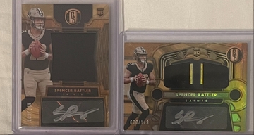 x2 2024 Panini Gold Standard Spencer Rattler Rookie Patch Auto Lot Saints