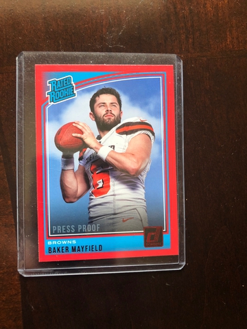 2018 Donruss Red Press Proof Rated Rookie Baker Mayfield RC #303