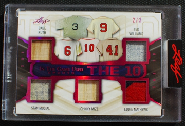 🌟 RUTH MANTLE MAYS MUSIAL MIZE WILLIAMS - 2019 Leaf In The Game ITG 10 HOF GU Jersey /3
