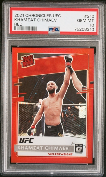 Khamzat Chimaev 2021 Panini Chronicles UFC Rated Rookie Red Prizm /149 PSA 10
