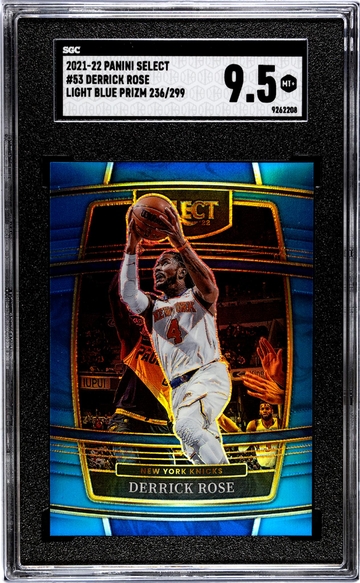 2021-22 Panini Select Light Blue Prizm Derrick Rose #53 /299 SGC 9.5