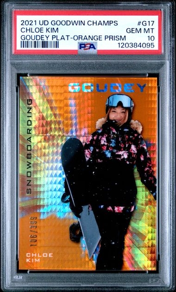 2021 Upper Deck Goodwin Champions Chloe Kim Goudey Platinum Orange Prism PSA 10