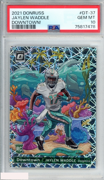 2021 PANINI DONRUSS DOWNTOWN! JAYLEN WADDLE #DT-37 ROOKIE RC PSA 10 GEM MT
