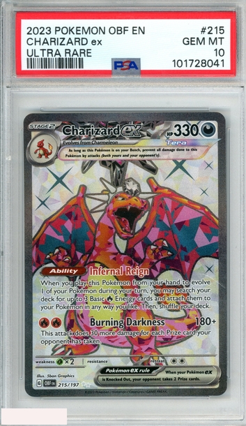 2023 POKEMON OBF EN OBSIDIAN FLAMES CHARIZARD EX #215 ULTRA RARE PSA 10 GEM MT