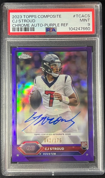 2023 Topps Chrome Composite Purple Refractor CJ Stroud RC Rookie AUTO /175 PSA 9