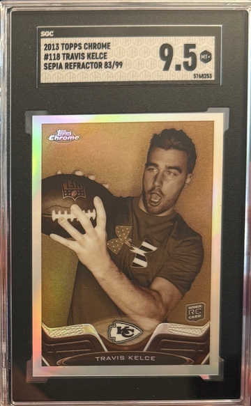 2013 Topps Chrome Travis Kelce Sepia Refractor Rookie /99 SGC 9.5