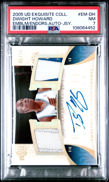 2005 Exquisite Collection #EM-DH Dwight Howard Emblems of Endorsements /75 PSA 7