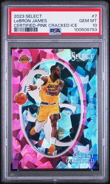 2023 Panini Select Certified Pink Cracked Ice LeBron James #7 /99 PSA 10