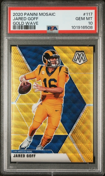 Jared Goff 2020 Panini Mosaic Gold Wave /17 PSA 10 Gem Mint