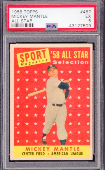 1958 TOPPS ALL STAR MICKEY MANTLE PSA 5