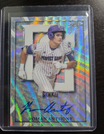 2021 LEAF METAL PERFECT GAME Roman Anthony AUTO SILVER WAVE REFRACTOR #3/12